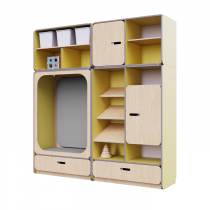 Детская стенка с местом для хранения и прямоугольной зоной отдыха из коллекции «НЕГА» (цвет желтый) - «globural.ru» - Санкт-Петербург